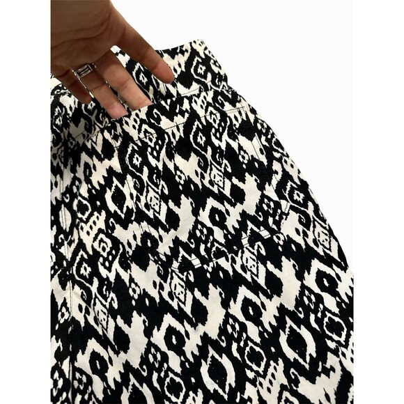 Nicole Miller New York Black Cream Printed Wide Leg Pant Patch Pockets Size 8 - Picture 7 of 7